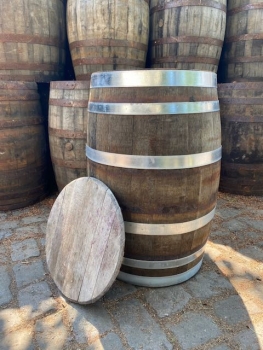 Regentonne vom Whisky Fass ca 190-200 Liter mit neuen verzinkten Reifen